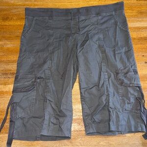 Wearables XCVI Women XL/14 Dark Gray Tie Cargo Pockets Drawstring Bermuda Shorts